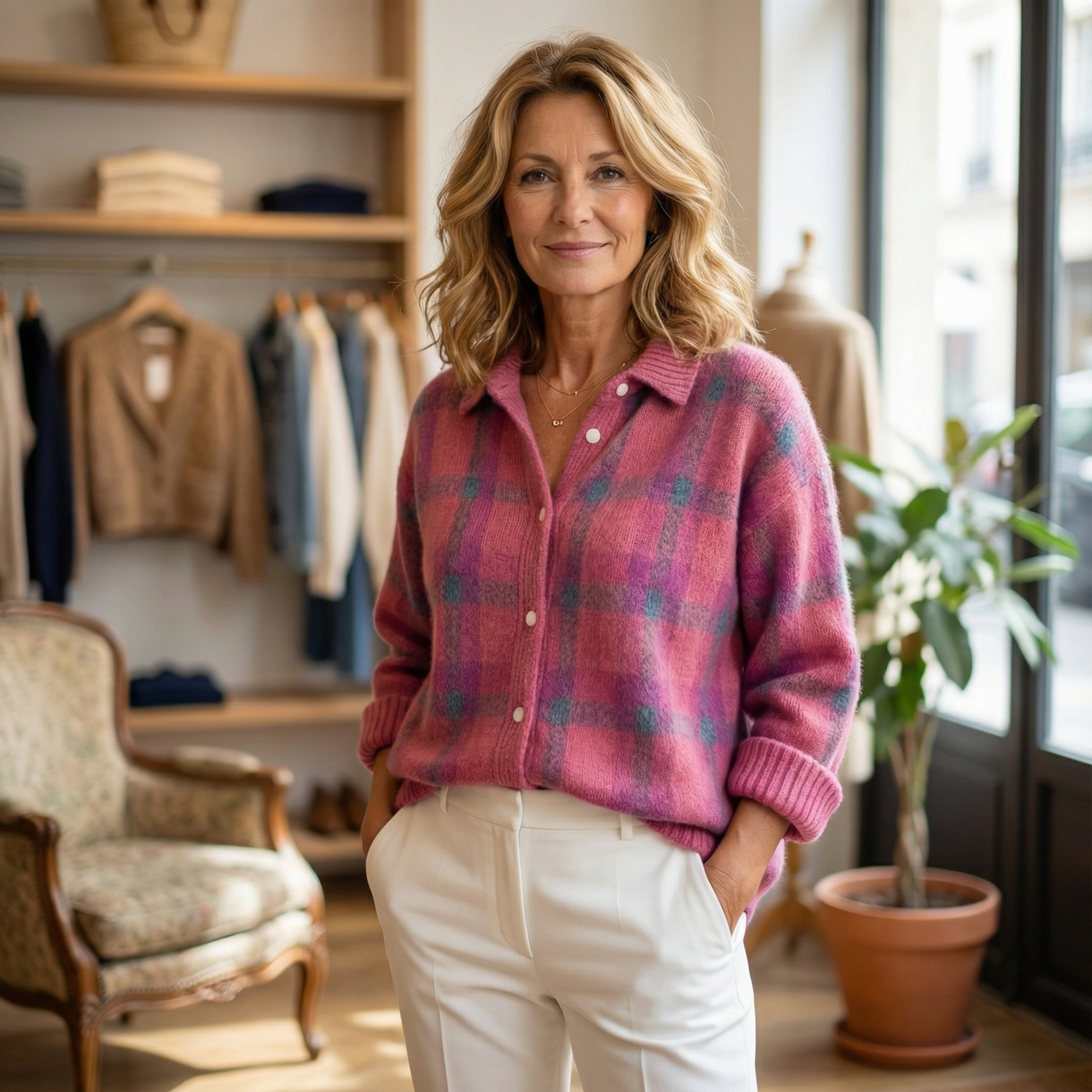 Clémence™ Tricot Carreaux